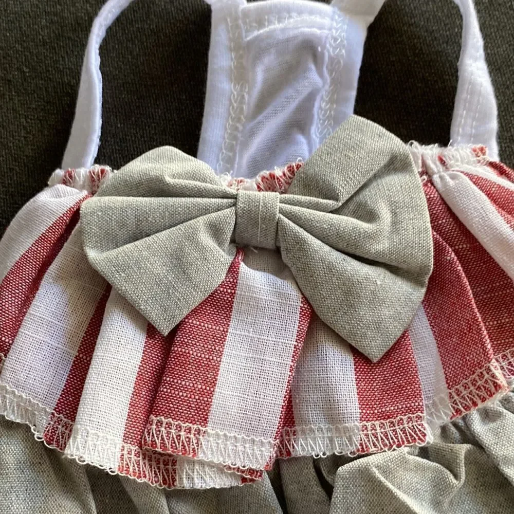 Dog Summer Ruffle Layer Dress with Bow Lightweight for Small Dogs Size XS NEW